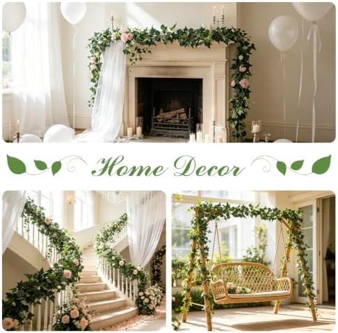 3 Strands Artificial Ivy Vines, Fake Ivy with Eucalyptus Garland, alternate view 5
