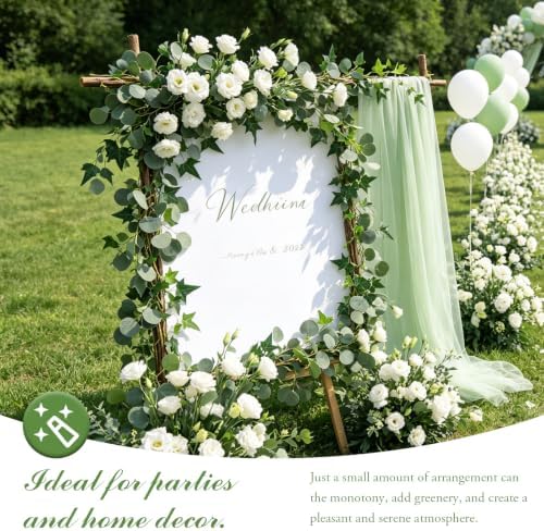 3 Strands Artificial Ivy Vines, Fake Ivy with Eucalyptus Garland, alternate view 7