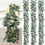 3 Strands Artificial Vines Kit, 78" Silk Eucalyptus Ivy Garland Green Leaves Natural Odorless, Fake Greenery
