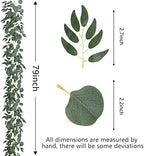 3 Strands Artificial Vines Kit, 78" Silk Eucalyptus Ivy Garland Green Leaves Natural Odorless, Fake Greenery, alternate view
