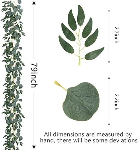 3 Strands Artificial Vines Kit, 78" Silk Eucalyptus Ivy Garland Green Leaves Natural Odorless, Fake Greenery, alternate view