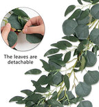 3 Strands Artificial Vines Kit, 78" Silk Eucalyptus Ivy Garland Green Leaves Natural Odorless, Fake Greenery, alternate view