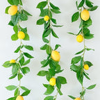 3 Strands Lemon Artificial Vines, 71" Lemon Silk Vine Garland with Green Leaves, Fake Hanging Plants Greenery