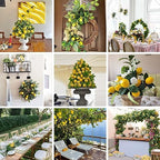3 Strands Lemon Artificial Vines, 71" Lemon Silk Vine Garland with Green Leaves, Fake Hanging Plants Greenery, alternate view