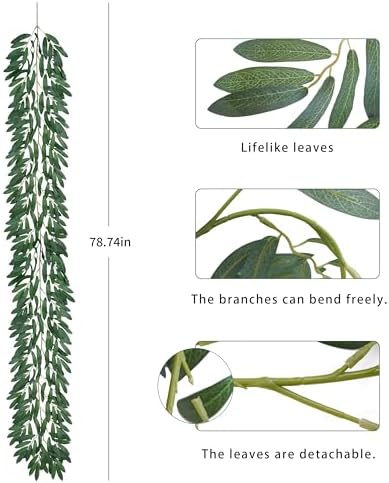 3 Strands Odorless Artificial Vines, 6.5FT Silk Ivy Garland, Fake Greenery Hanging Plants, Decoration for Party, alternate