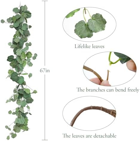 3 Strands Odorless Begonia Artificial Vines, 6FT Silk Ivy Garland, Fake Greenery Hanging Plants, Decoration for, alternate
