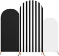 3 Striped Arch Backdrop Covers Spandex Stretch, Black and White