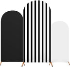 3 Striped Arch Backdrop Covers Spandex Stretch, Black and White
