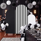 3 Striped Arch Backdrop Covers Spandex Stretch, Black and White, alternate view 6