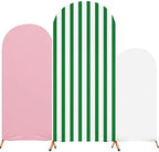 3 Striped Arch Backdrop Covers Spandex Stretch, Green in Green
