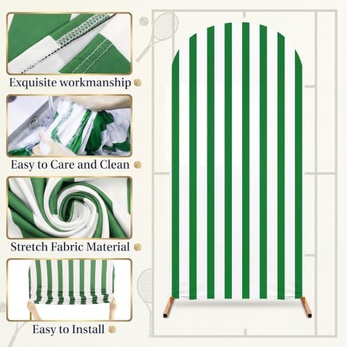 3 Striped Arch Backdrop Covers Spandex Stretch, Green in Green, alternate view 2