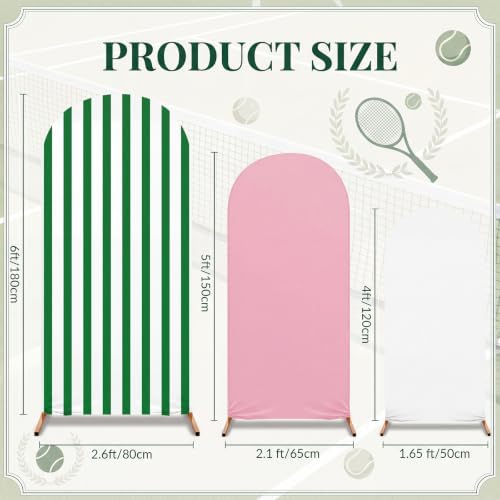 3 Striped Arch Backdrop Covers Spandex Stretch, Green in Green, alternate view 4