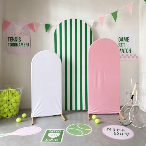 3 Striped Arch Backdrop Covers Spandex Stretch, Green in Green, alternate view 6