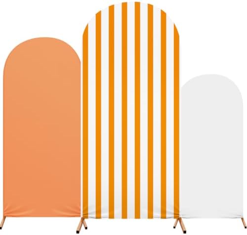 3 Striped Arch Backdrop Covers Spandex Stretch, Orange