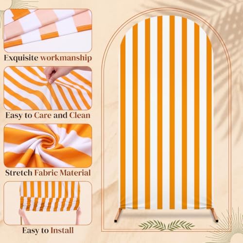 3 Striped Arch Backdrop Covers Spandex Stretch, Orange, alternate view 3