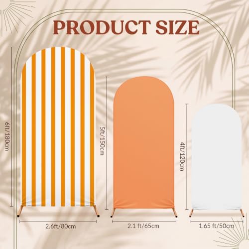 3 Striped Arch Backdrop Covers Spandex Stretch, Orange, alternate view 4