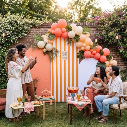 3 Striped Arch Backdrop Covers Spandex Stretch, Orange, alternate view 6