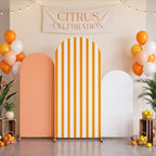 3 Striped Arch Backdrop Covers Spandex Stretch, Orange, alternate view 7