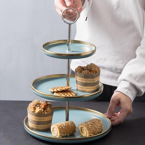 3 Tier 13" Cake Stand Fruit Heavy Plate Handle Fittings Round Hardware Rod Stand Holder in Silver, alternate view 5