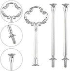 3 Tier 14" Heavy Metal Cake Stand Holder Fruit Plate Stand Fitting Hardware Rod with Stylus (Sliver_Sun Flower), alternate