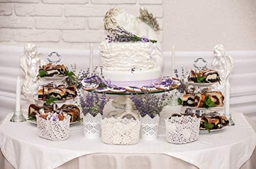 3 Tier 14" Heavy Metal Cake Stand Holder Fruit Plate Stand Fitting Hardware Rod with Stylus (Sliver_Sun Flower), alternate