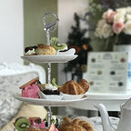 3 Tier 14" Heavy Metal Cake Stand Holder Fruit Plate Stand Fitting Hardware Rod with Stylus (Sliver_Leaves) in, alternate