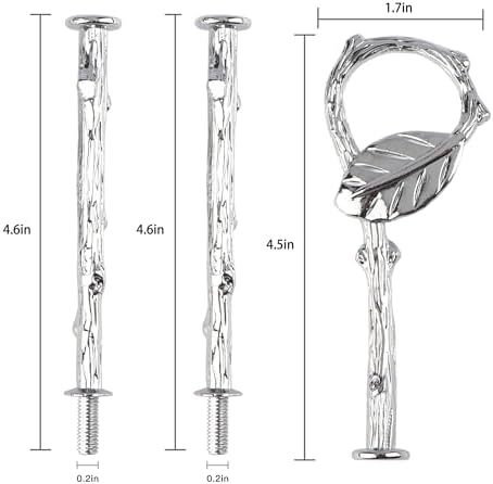 3 Tier 14" Heavy Metal Cake Stand Holder Fruit Plate Stand Fitting Hardware Rod with Stylus (Sliver_Leaves) in, alternate