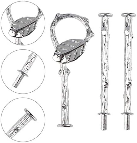 3 Tier 14" Heavy Metal Cake Stand Holder Fruit Plate Stand Fitting Hardware Rod with Stylus (Sliver_Leaves) in, alternate