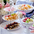 3 Tier 14" Heavy Metal Cake Stand Holder Fruit Plate Stand Fitting Hardware Rod with Stylus (Sliver_Leaves) in, alternate