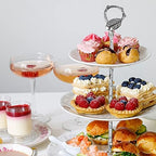 3 Tier 14" Heavy Metal Cake Stand Holder Fruit Plate Stand Fitting Hardware Rod with Stylus (Sliver_Leaves) in, alternate