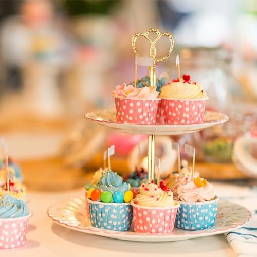 3 Tier 14" Heavy Metal Cake Stand Holder Fruit Plate Stand Fitting Hardware Rod with Stylus (Gold_New_Crown) in, alternate