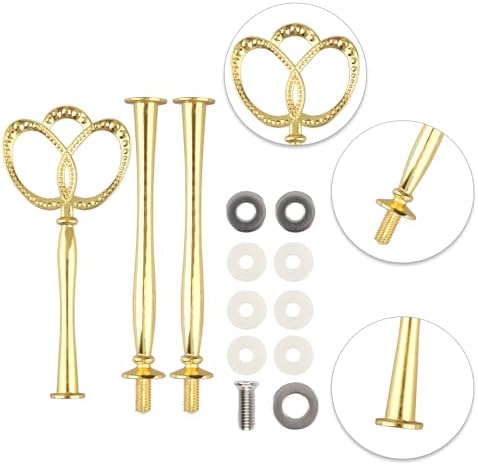 3 Tier 14" Heavy Metal Cake Stand Holder Fruit Plate Stand Fitting Hardware Rod with Stylus (Gold_New_Crown) in, alternate