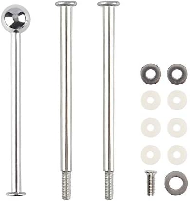 3 Tier 14" Heavy Metal Cake Stand Holder Fruit Plate Stand Fitting Hardware Rod with Stylus (Silver_Round Bead)