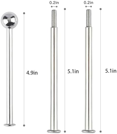 3 Tier 14" Heavy Metal Cake Stand Holder Fruit Plate Stand Fitting Hardware Rod with Stylus (Silver_Round Bead), alternate