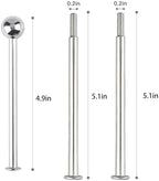 3 Tier 14" Heavy Metal Cake Stand Holder Fruit Plate Stand Fitting Hardware Rod with Stylus (Silver_Round Bead), alternate