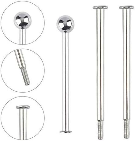 3 Tier 14" Heavy Metal Cake Stand Holder Fruit Plate Stand Fitting Hardware Rod with Stylus (Silver_Round Bead), alternate