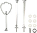 3 Tier 14" Heavy Metal Cake Stand Holder Fruit Plate Stand Fitting Hardware Rod with Stylus (Silver_new_Shield)