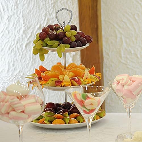 3 Tier 14" Heavy Metal Cake Stand Holder Fruit Plate Stand Fitting Hardware Rod with Stylus (Silver_new_Shield), alternate