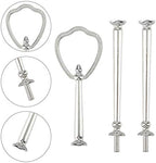 3 Tier 14" Heavy Metal Cake Stand Holder Fruit Plate Stand Fitting Hardware Rod with Stylus (Silver_new_Shield), alternate