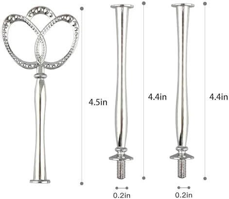 3 Tier 14" Heavy Metal Cake Stand Holder Fruit Plate Stand Fitting Hardware Rod(Silver_New_Crown) in Silver-new, alternate