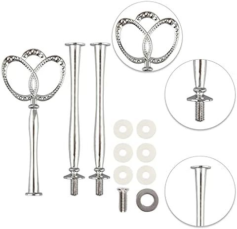 3 Tier 14" Heavy Metal Cake Stand Holder Fruit Plate Stand Fitting Hardware Rod(Silver_New_Crown) in Silver-new, alternate