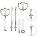 3 Tier 14" Heavy Metal Cake Stand Holder Fruit Plate Stand Fitting Hardware Rod(Silver_New_Crown) in Silver-new, alternate