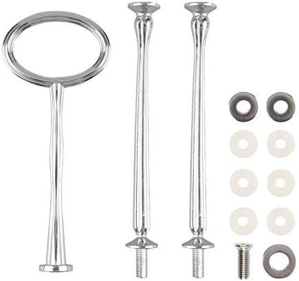 3 Tier 14" Heavy Metal Cake Stand Holder Fruit Plate Stand Fitting Hardware Rod with Stylus (Silver_Oval) in