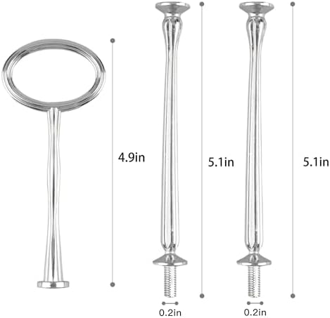 3 Tier 14" Heavy Metal Cake Stand Holder Fruit Plate Stand Fitting Hardware Rod with Stylus (Silver_Oval) in, alternate view