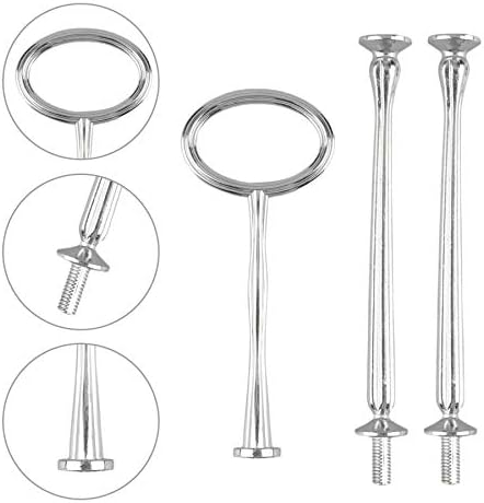 3 Tier 14" Heavy Metal Cake Stand Holder Fruit Plate Stand Fitting Hardware Rod with Stylus (Silver_Oval) in, alternate view