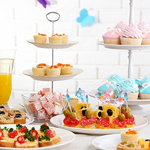 3 Tier 14" Heavy Metal Cake Stand Holder Fruit Plate Stand Fitting Hardware Rod with Stylus (Silver_Oval) in, alternate view