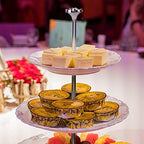 3 Tier 14" Heavy Metal Cake Stand Holder Fruit Plate Stand Fitting Hardware Rod (Silver_Rose) in Silver, alternate view 2