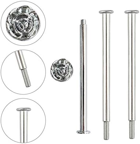 3 Tier 14" Heavy Metal Cake Stand Holder Fruit Plate Stand Fitting Hardware Rod (Silver_Rose) in Silver, alternate view 4