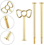 3 Tier 14" Heavy Metal Cake Stand Holder Fruit Plate Stand Fitting Hardware Rod (Golden_Bow) in Golden_bow, alternate view 4