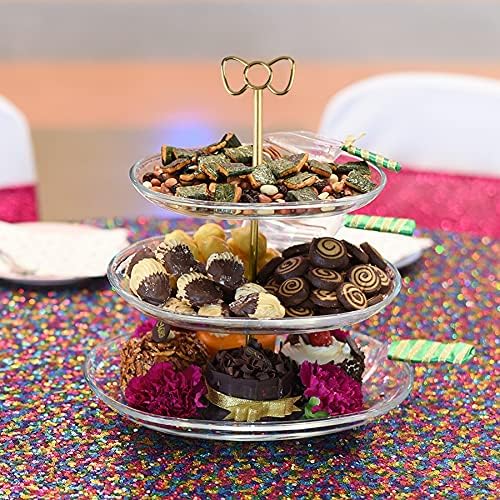 3 Tier 14" Heavy Metal Cake Stand Holder Fruit Plate Stand Fitting Hardware Rod (Golden_Bow) in Golden_bow, alternate view 5